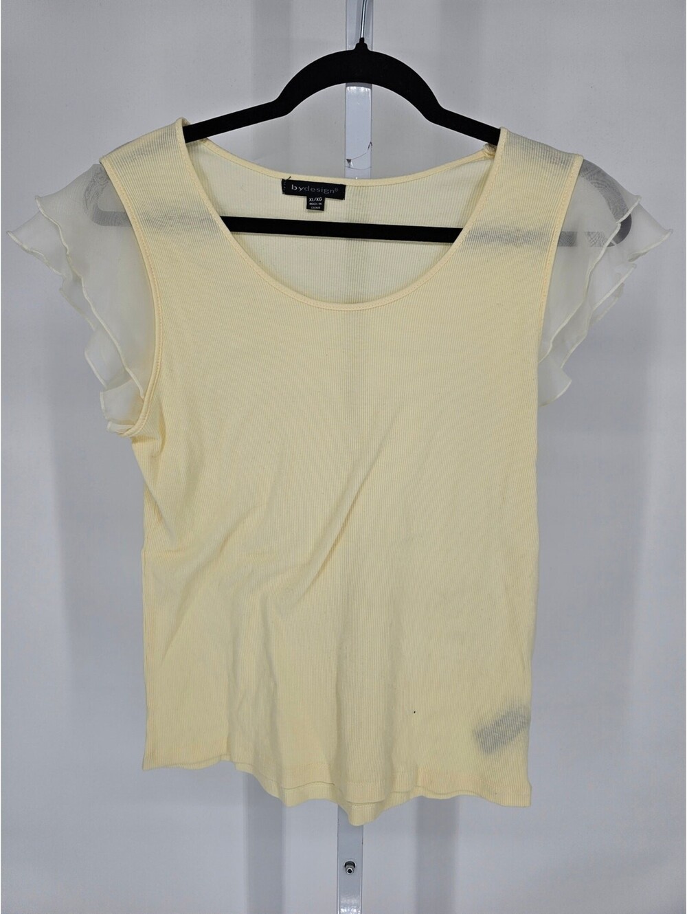 Vtg Y2K By Design Womens Sz XL Flutter Short Sleeve Knit Top Ivory NEW